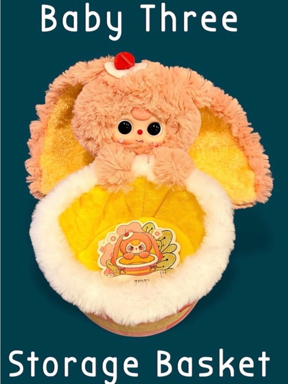 Baby Three Storage Basket Plush Cherry Bunny